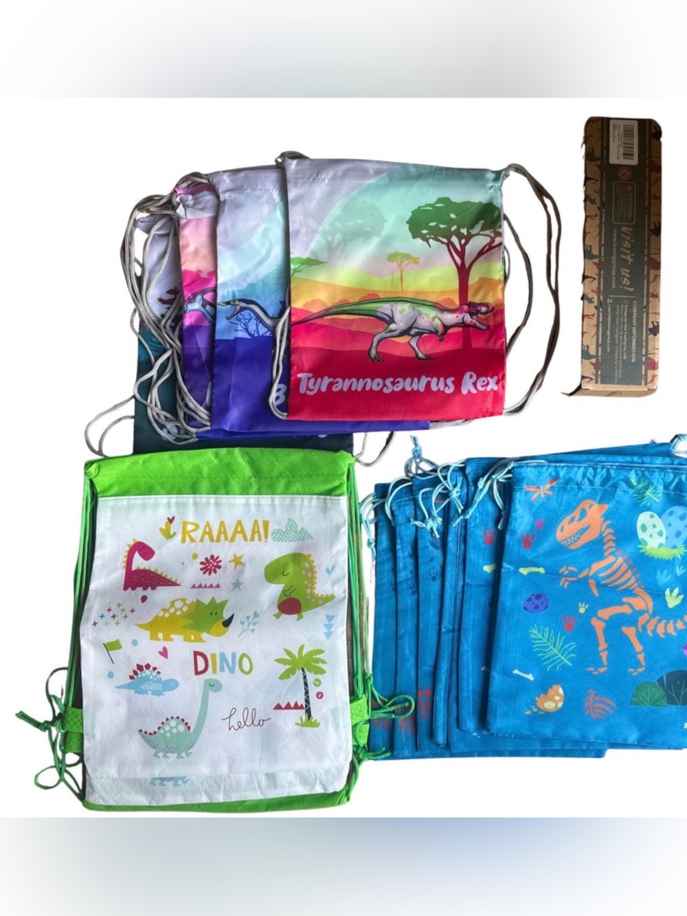 30 Dinosaur Drawstring Bags ALL NEW Perfect for kids, goodie bags